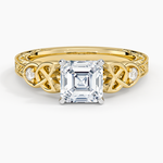 Aberdeen Celtic Diamond Ring Yellow Gold 18k Asscher Engagement Ring