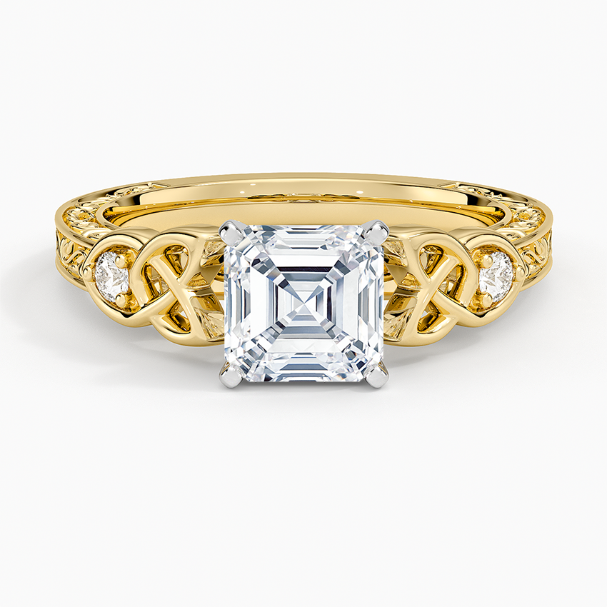 Aberdeen Celtic Diamond Ring Yellow Gold 18k Asscher Engagement Ring