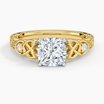 Aberdeen Celtic Diamond Ring Yellow Gold 18k Cushion Engagement Ring