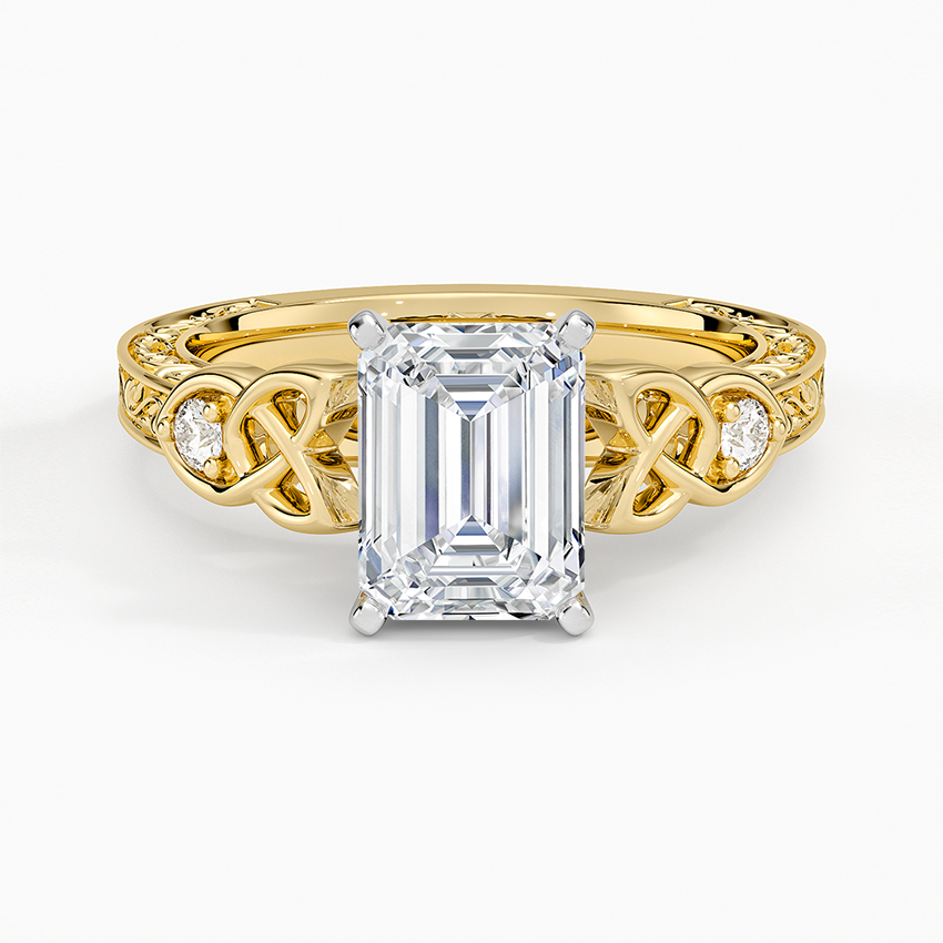 Aberdeen Celtic Diamond Ring Yellow Gold 18k Emerald Engagement Ring