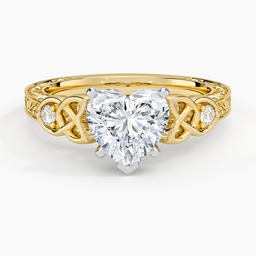 Aberdeen Celtic Diamond Ring Yellow Gold 18k Heart Engagement Ring