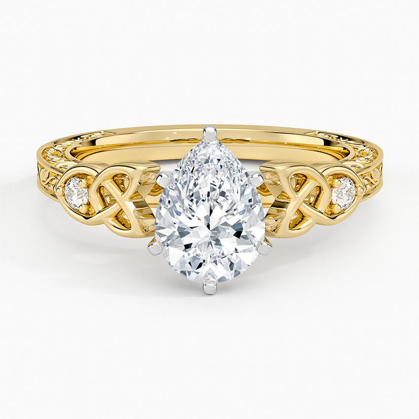 Aberdeen Celtic Diamond Ring Yellow Gold 18k Pear Engagement Ring