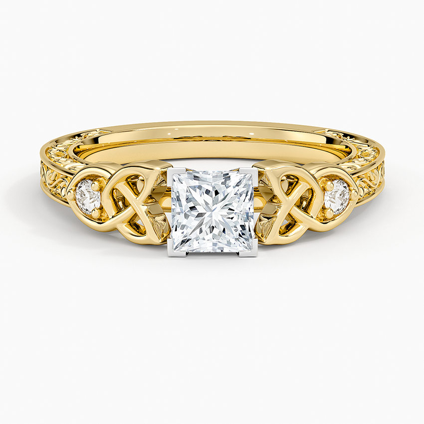 Aberdeen Celtic Diamond Ring Yellow Gold 18k Princess Engagement Ring