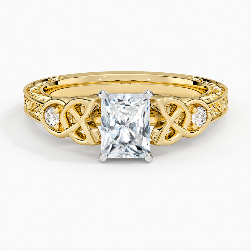 Aberdeen Celtic Diamond Ring Yellow Gold 18k Radiant Engagement Ring