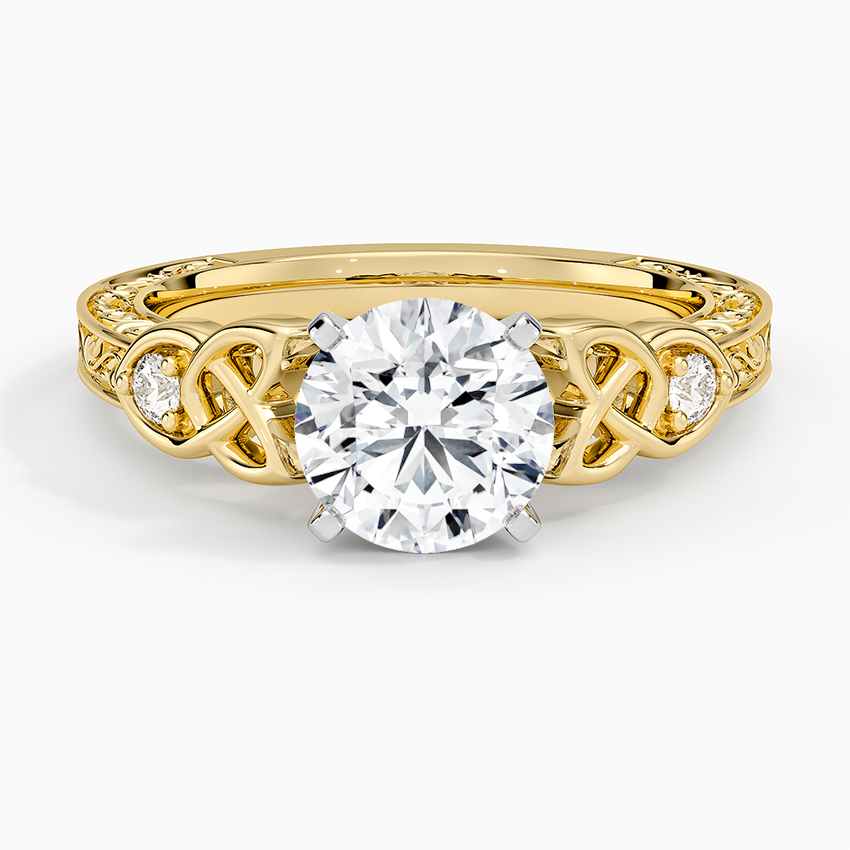 Aberdeen Celtic Diamond Ring Yellow Gold 18k Round Engagement Ring
