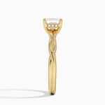 Twisted Vine Hidden Halo Diamond Ring Yellow Gold 18k Asscher Engagement Ring