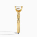 Twisted Vine Hidden Halo Diamond Ring Yellow Gold 18k Asscher Engagement Ring