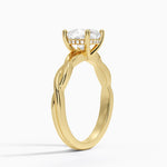 Twisted Vine Hidden Halo Diamond Ring Yellow Gold 18k Cushion Engagement Ring