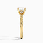 Twisted Vine Hidden Halo Diamond Ring Yellow Gold 18k Cushion Engagement Ring
