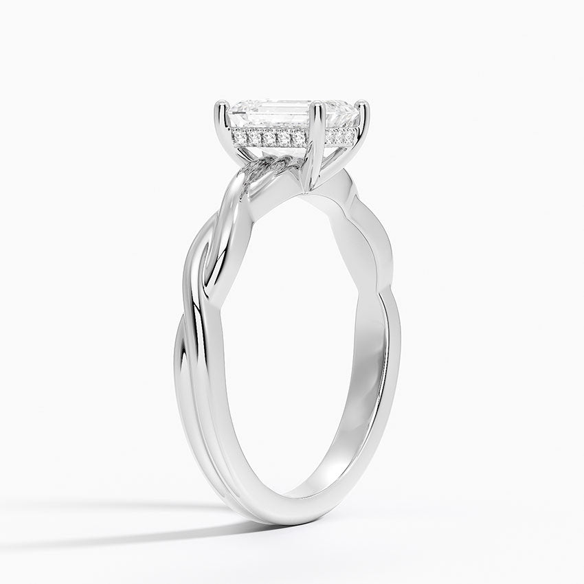Twisted Vine Hidden Halo Diamond Ring Platinum Emerald Engagement Ring