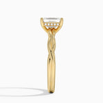 Twisted Vine Hidden Halo Diamond Ring Yellow Gold 18k Emerald Engagement Ring