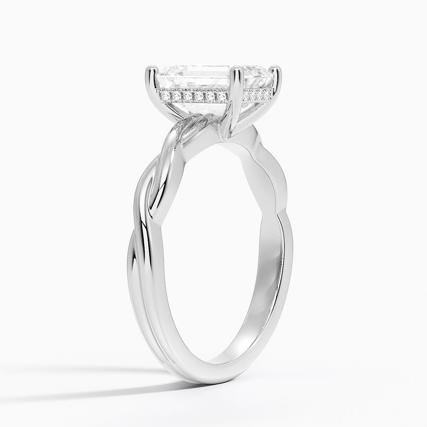 Twisted Vine Hidden Halo Diamond Ring Platinum Emerald Engagement Ring