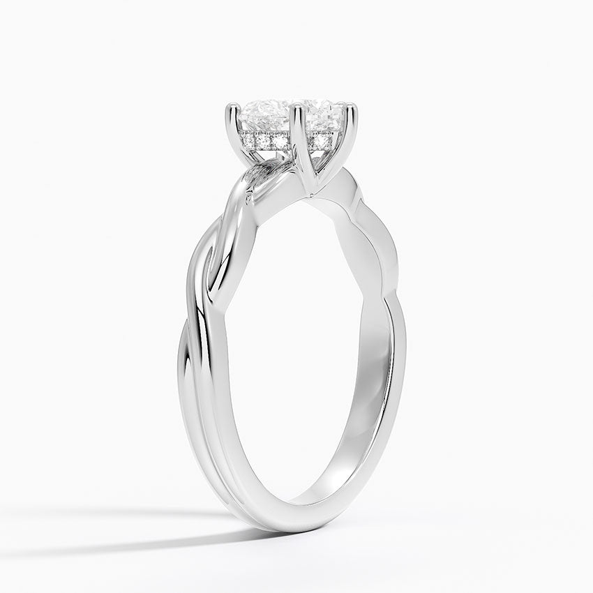 Twisted Vine Hidden Halo Diamond Ring Platinum Heart Engagement Ring