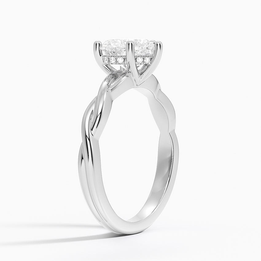 Twisted Vine Hidden Halo Diamond Ring Platinum Heart Engagement Ring