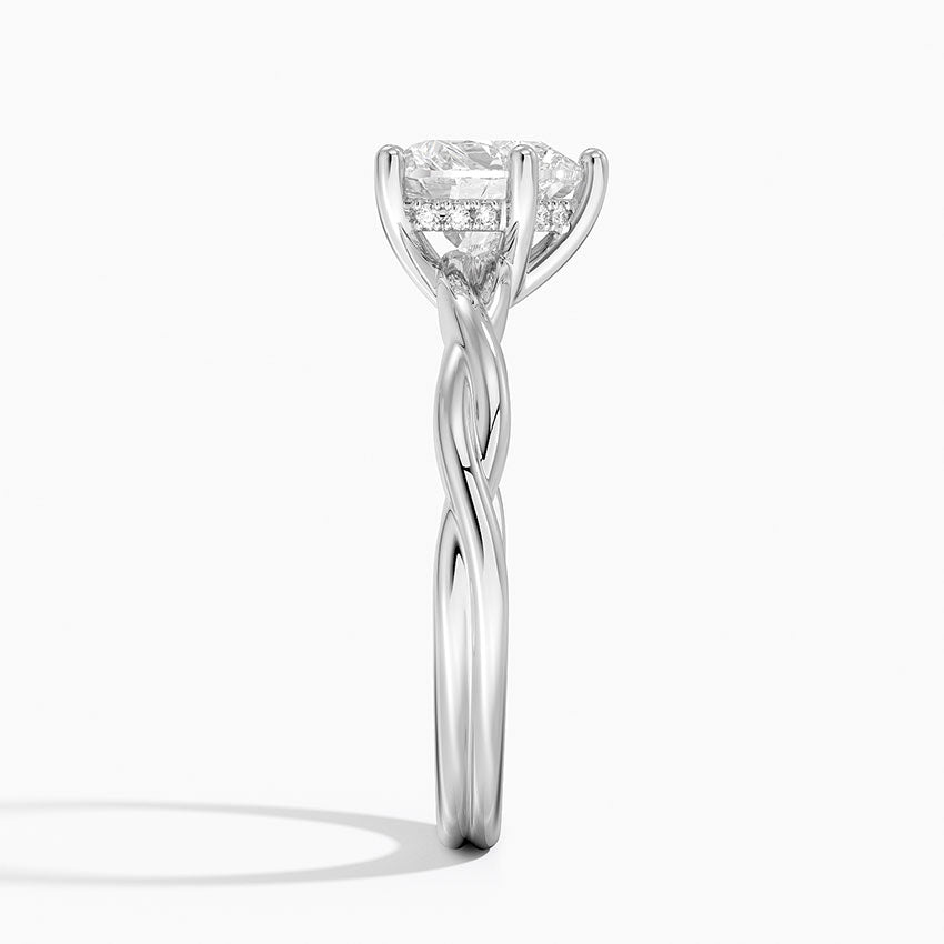 Twisted Vine Hidden Halo Diamond Ring Platinum Heart Engagement Ring