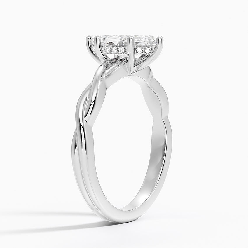 Twisted Vine Hidden Halo Diamond Ring Platinum Marquise Engagement Ring