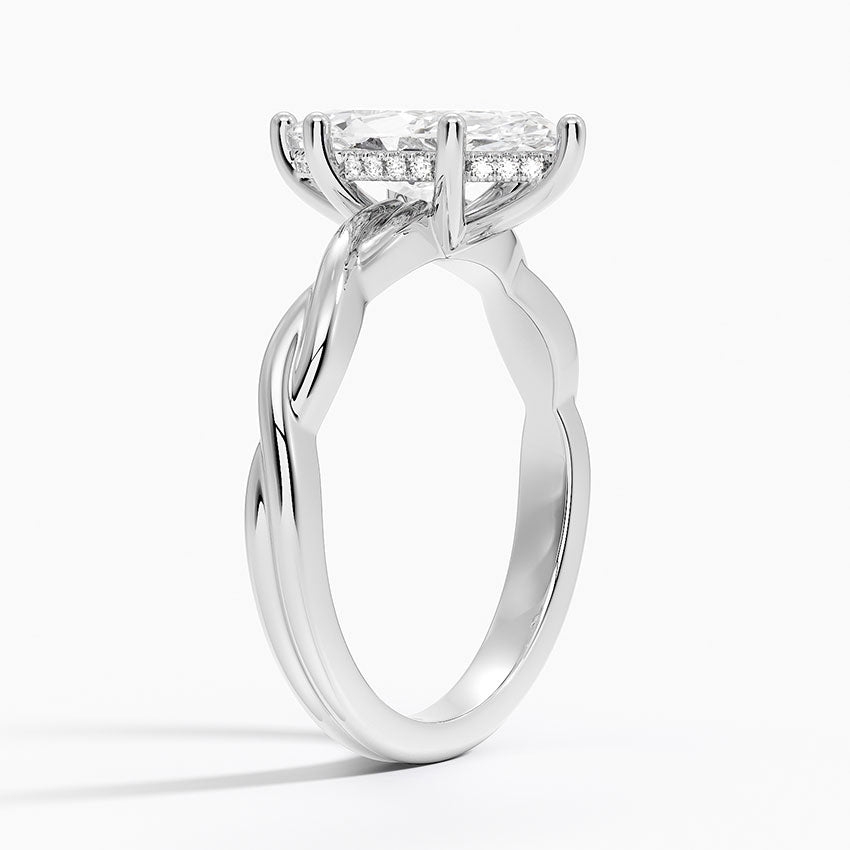 Twisted Vine Hidden Halo Diamond Ring Platinum Marquise Engagement Ring