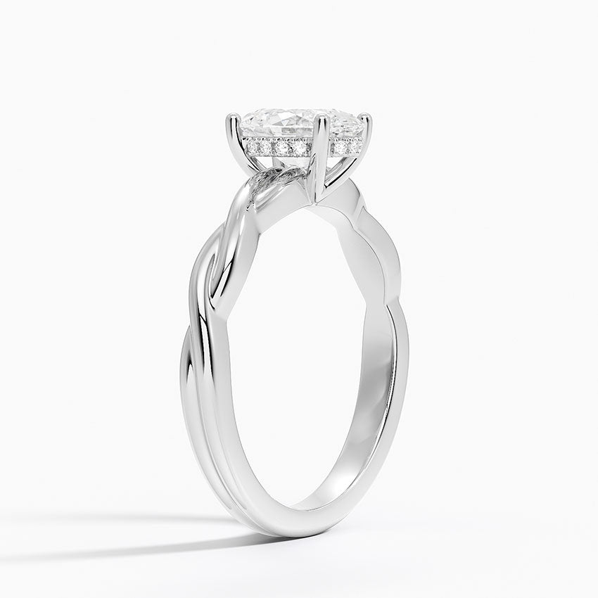 Twisted Vine Hidden Halo Diamond Ring Platinum Oval Engagement Ring