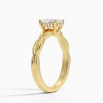 Twisted Vine Hidden Halo Diamond Ring Yellow Gold 18k Oval Engagement Ring