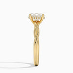 Twisted Vine Hidden Halo Diamond Ring Yellow Gold 18k Oval Engagement Ring