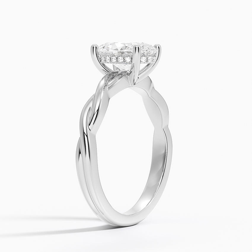 Twisted Vine Hidden Halo Diamond Ring Platinum Oval Engagement Ring