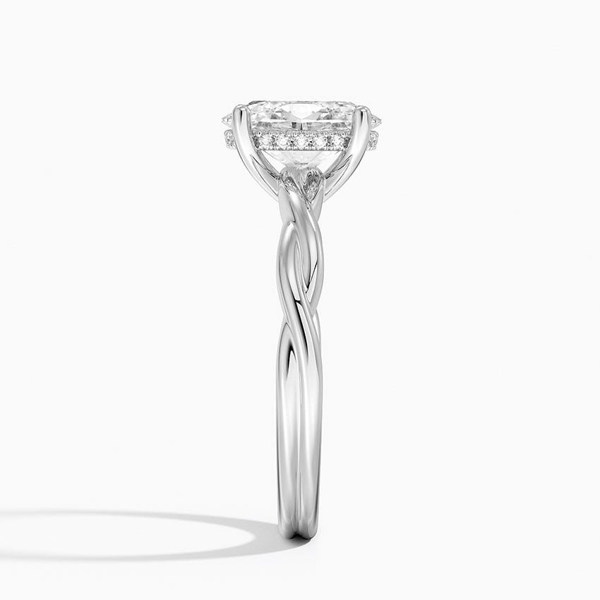 Twisted Vine Hidden Halo Diamond Ring Platinum Oval Engagement Ring