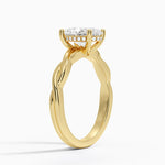 Twisted Vine Hidden Halo Diamond Ring Yellow Gold 18k Oval Engagement Ring