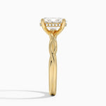 Twisted Vine Hidden Halo Diamond Ring Yellow Gold 18k Oval Engagement Ring
