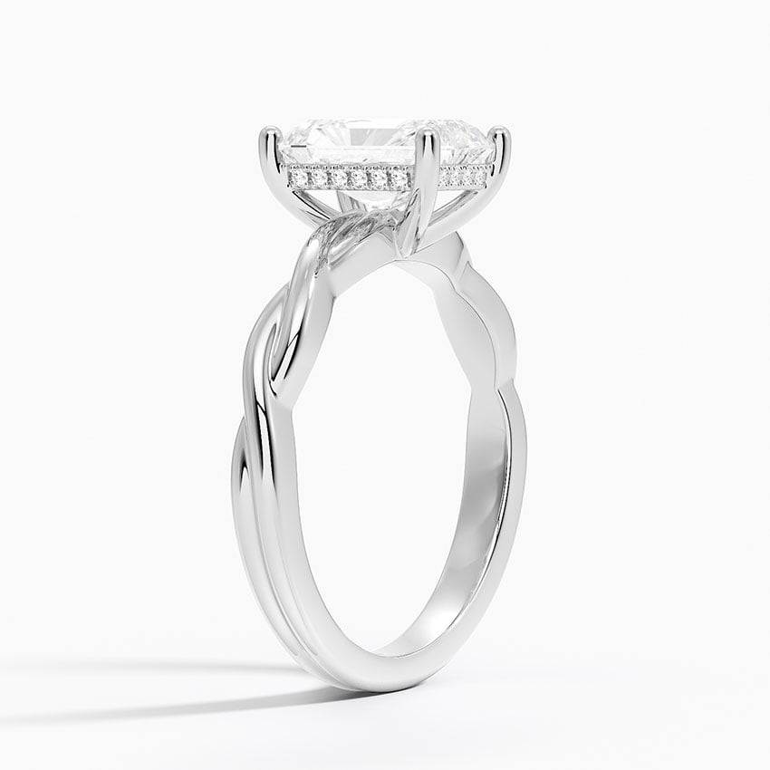 Twisted Vine Hidden Halo Diamond Ring Platinum Radiant Engagement Ring