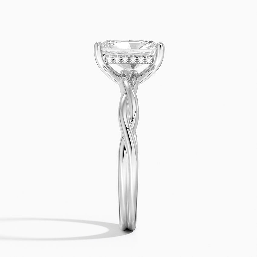 Twisted Vine Hidden Halo Diamond Ring Platinum Radiant Engagement Ring