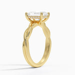Twisted Vine Hidden Halo Diamond Ring Yellow Gold 18k Radiant Engagement Ring