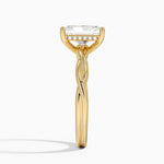 Twisted Vine Hidden Halo Diamond Ring Yellow Gold 18k Radiant Engagement Ring