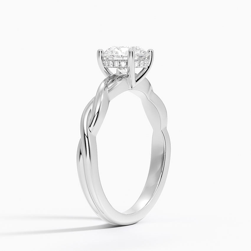 Twisted Vine Hidden Halo Diamond Ring Platinum Round Engagement Ring