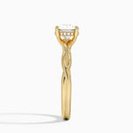 Twisted Vine Hidden Halo Diamond Ring Yellow Gold 18k Round Engagement Ring