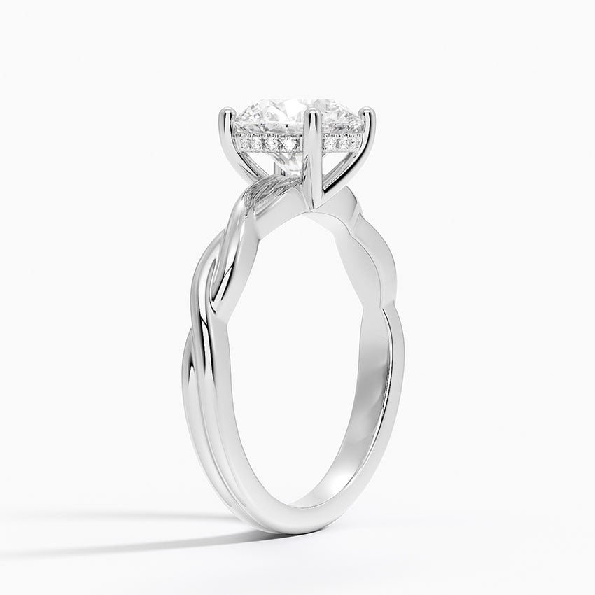 Twisted Vine Hidden Halo Diamond Ring Platinum Round Engagement Ring