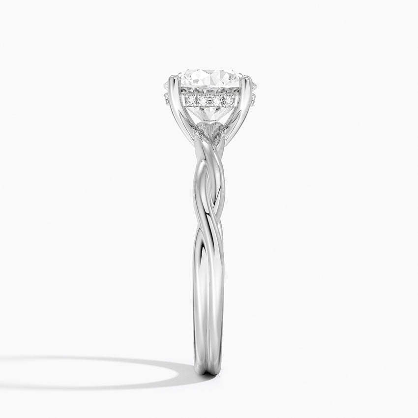 Twisted Vine Hidden Halo Diamond Ring Platinum Round Engagement Ring