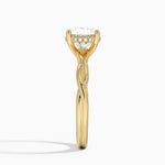 Twisted Vine Hidden Halo Diamond Ring Yellow Gold 18k Round Engagement Ring