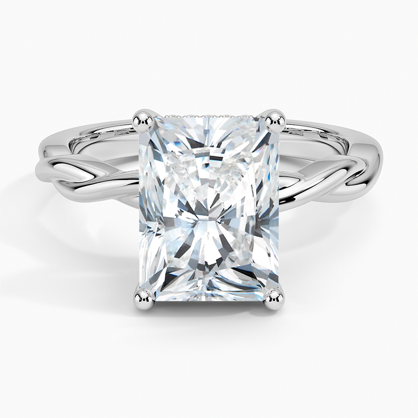 Twisted Vine Hidden Halo Diamond Ring Platinum Radiant Engagement Ring