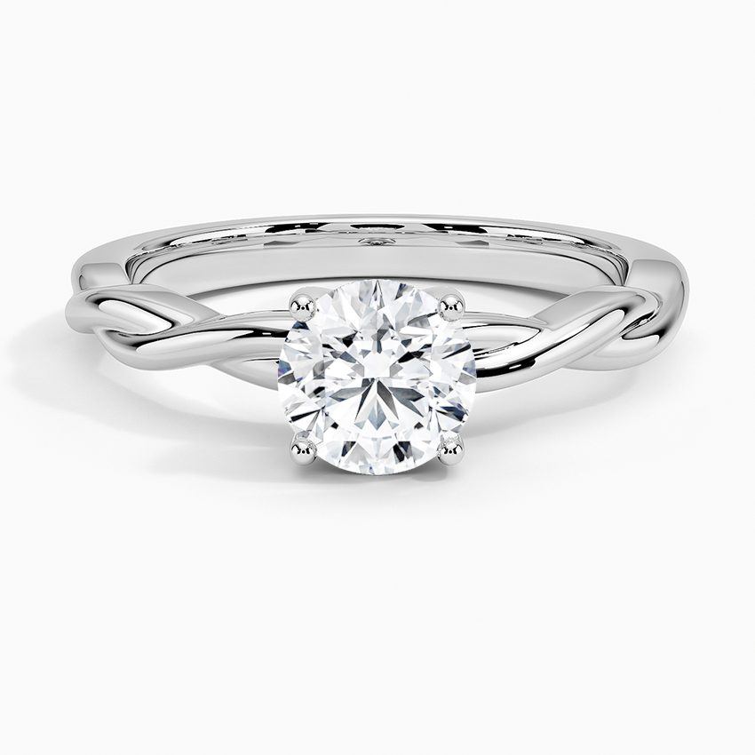 Twisted Vine Hidden Halo Diamond Ring Platinum Round Engagement Ring