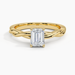 Twisted Vine Hidden Halo Diamond Ring Yellow Gold 18k Emerald Engagement Ring
