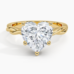 Twisted Vine Hidden Halo Diamond Ring Yellow Gold 18k Heart Engagement Ring