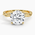 Twisted Vine Hidden Halo Diamond Ring Yellow Gold 18k Round Engagement Ring