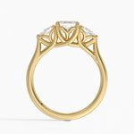 Trellis Three Stone Pear Diamond Ring Yellow Gold 18k Asscher Engagement Ring