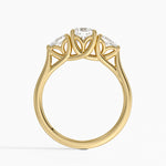 Trellis Three Stone Pear Diamond Ring Yellow Gold 18k Cushion Engagement Ring