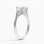 Trellis Three Stone Pear Diamond Ring Platinum Emerald Engagement Ring