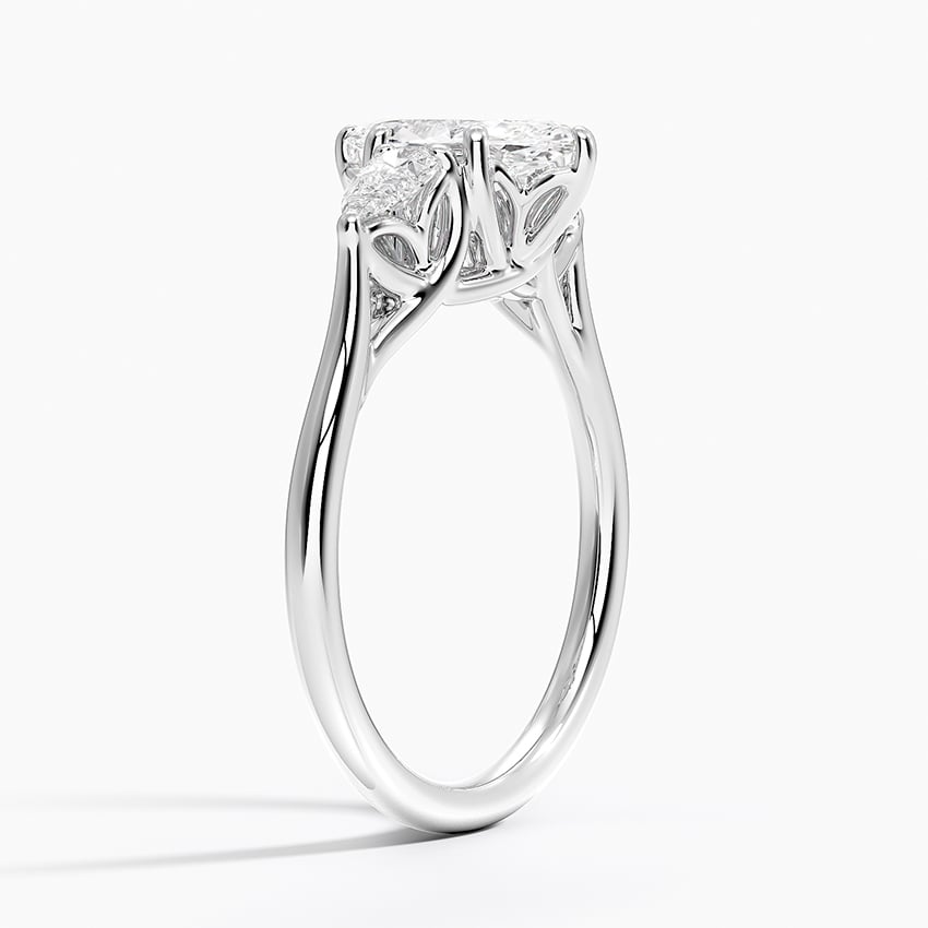 Trellis Three Stone Pear Diamond Ring Platinum Marquise Engagement Ring