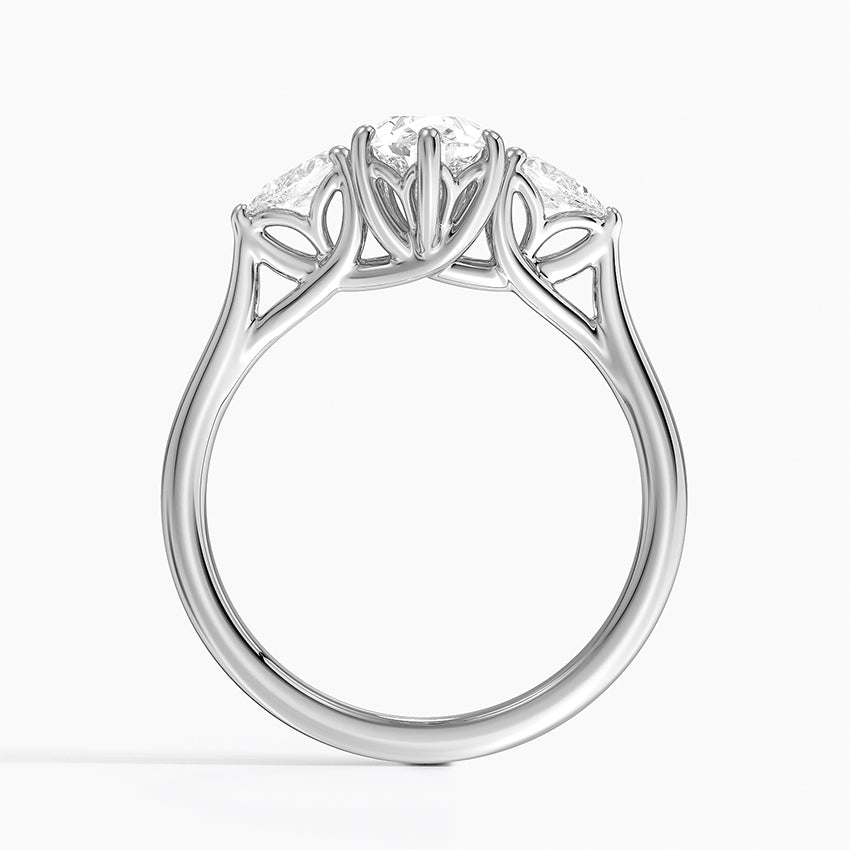 Trellis Three Stone Pear Diamond Ring Platinum Pear Engagement Ring