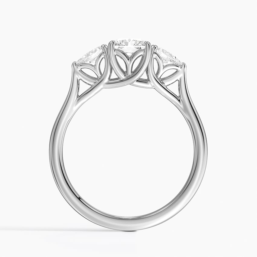 Trellis Three Stone Pear Diamond Ring Platinum Radiant Engagement Ring