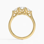 Trellis Three Stone Pear Diamond Ring Yellow Gold 18k Radiant Engagement Ring