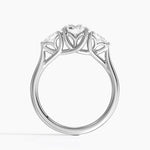 Trellis Three Stone Pear Diamond Ring Platinum Round Engagement Ring